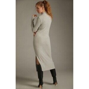 Anthropologie NEW Size XL daily‎ PRACTICE Turtleneck Side Slit Midi Dress Gray